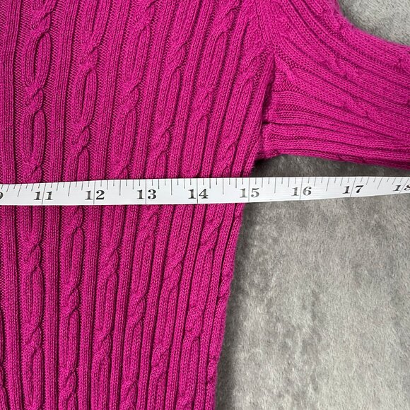 Sonoma Cable Knit V-Neck Sweater Women's XS Pink Long Sleeve Pullover Y2K Preppy - Picture 6 of 9